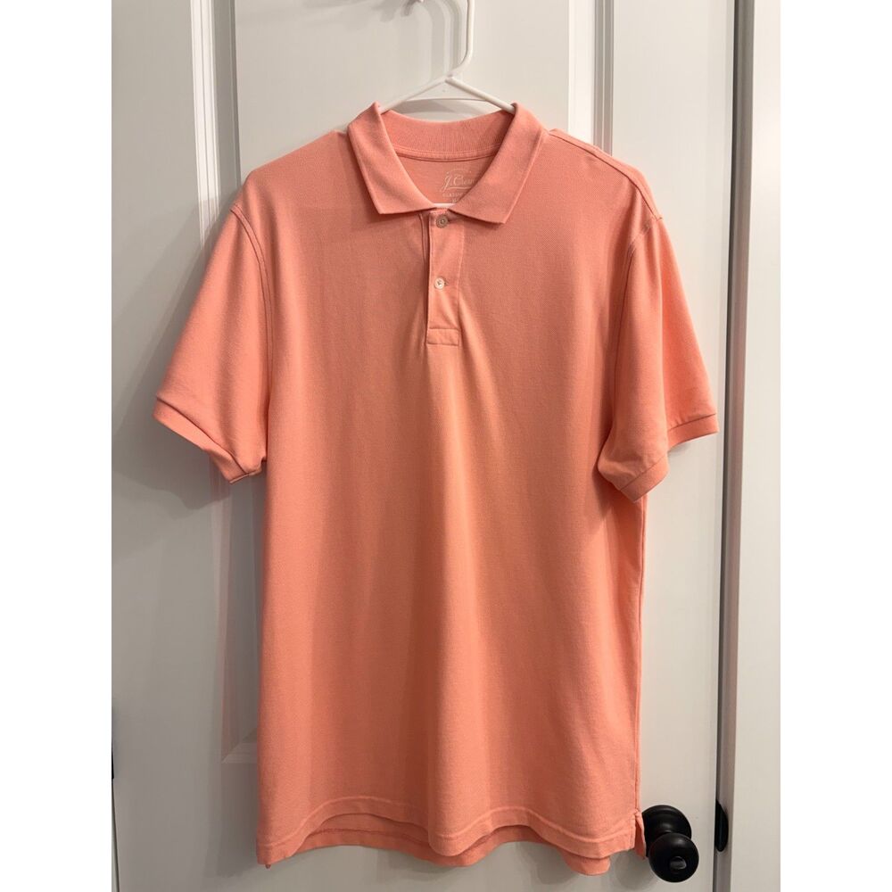 J.Crew Men's Classic Polo Shirt Large Slim Fit Coral Peach 100% Cotton